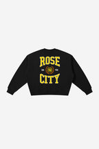 Rose-City Collage - Boxy Fleece Crewneck Sweatshirt (Black)