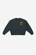Rose-City Collage - Boxy Fleece Crewneck Sweatshirt (Navy Blue)