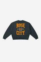 Rose-City Collage - Boxy Fleece Crewneck Sweatshirt (Navy Blue)