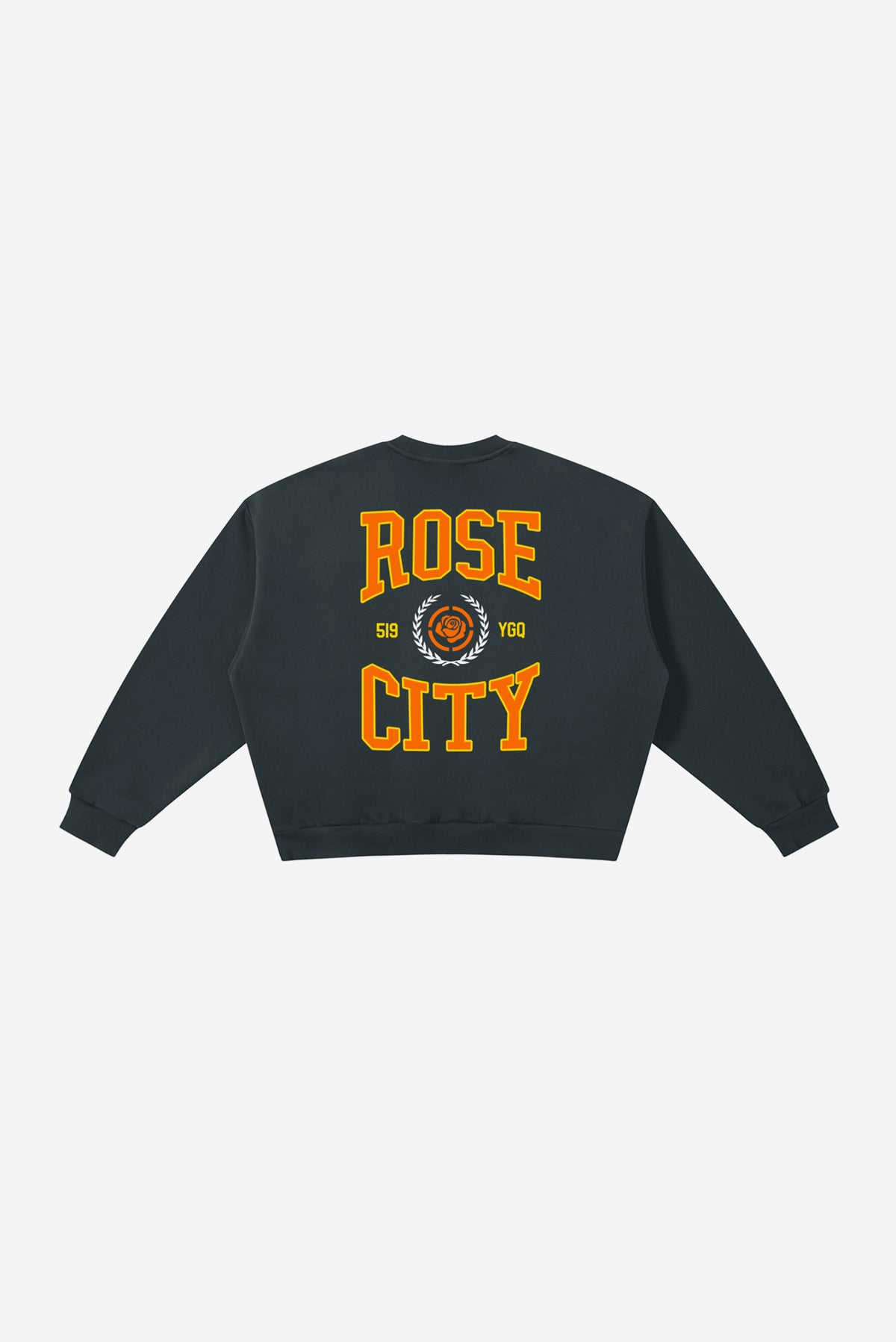 Rose-City Collage - Boxy Fleece Crewneck Sweatshirt (Navy Blue)
