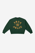 Born Again - Boxy Fleece Crewneck Sweatshirt (Dark Green)