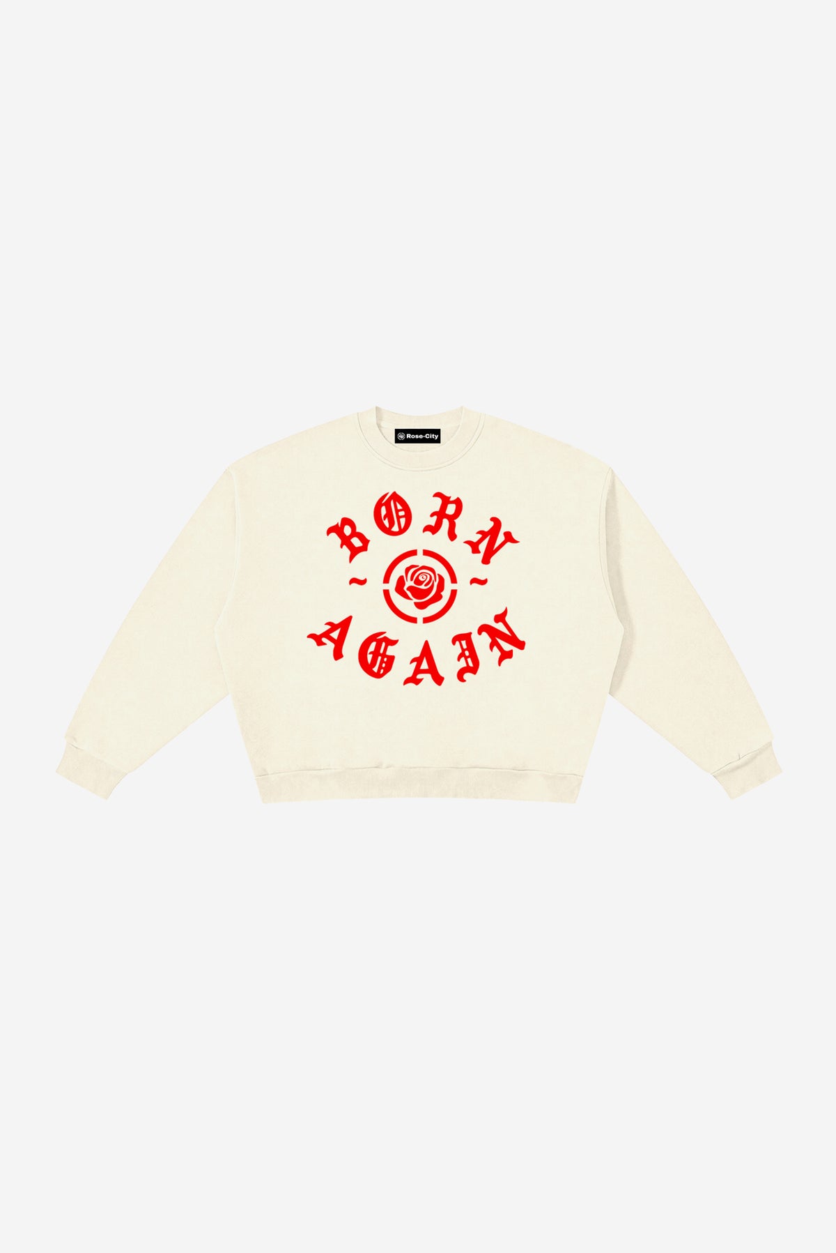 Born Again - Boxy Fleece Crewneck Sweatshirt (Apricot)