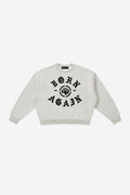 Born Again - Boxy Fleece Crewneck Sweatshirt (Flower Gray)