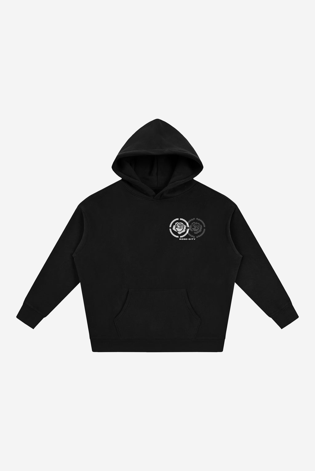 2 Roses - Oversize Fleeced Hoodie (Black)