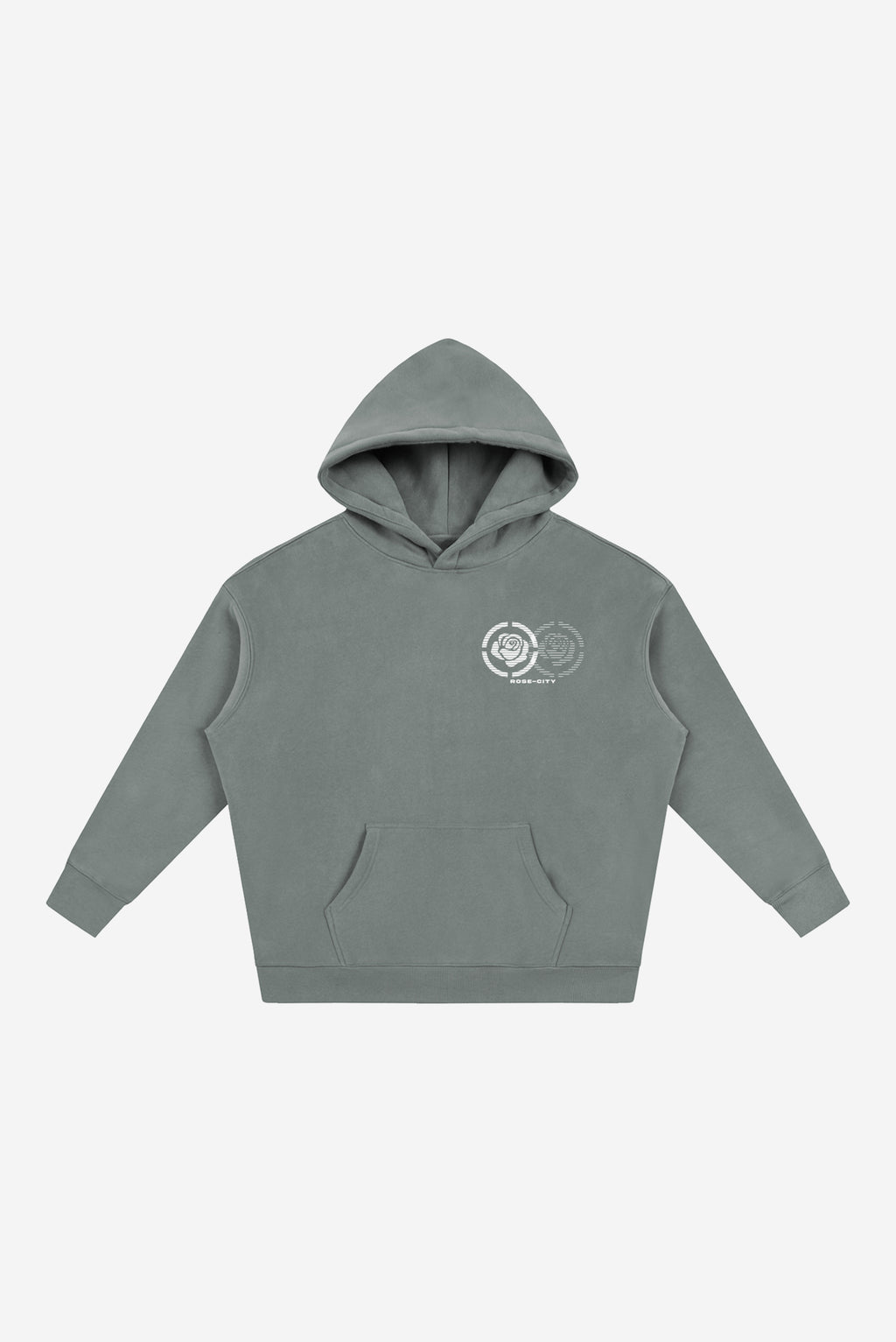 2 Roses - Oversize Fleeced Hoodie (Light Grey)