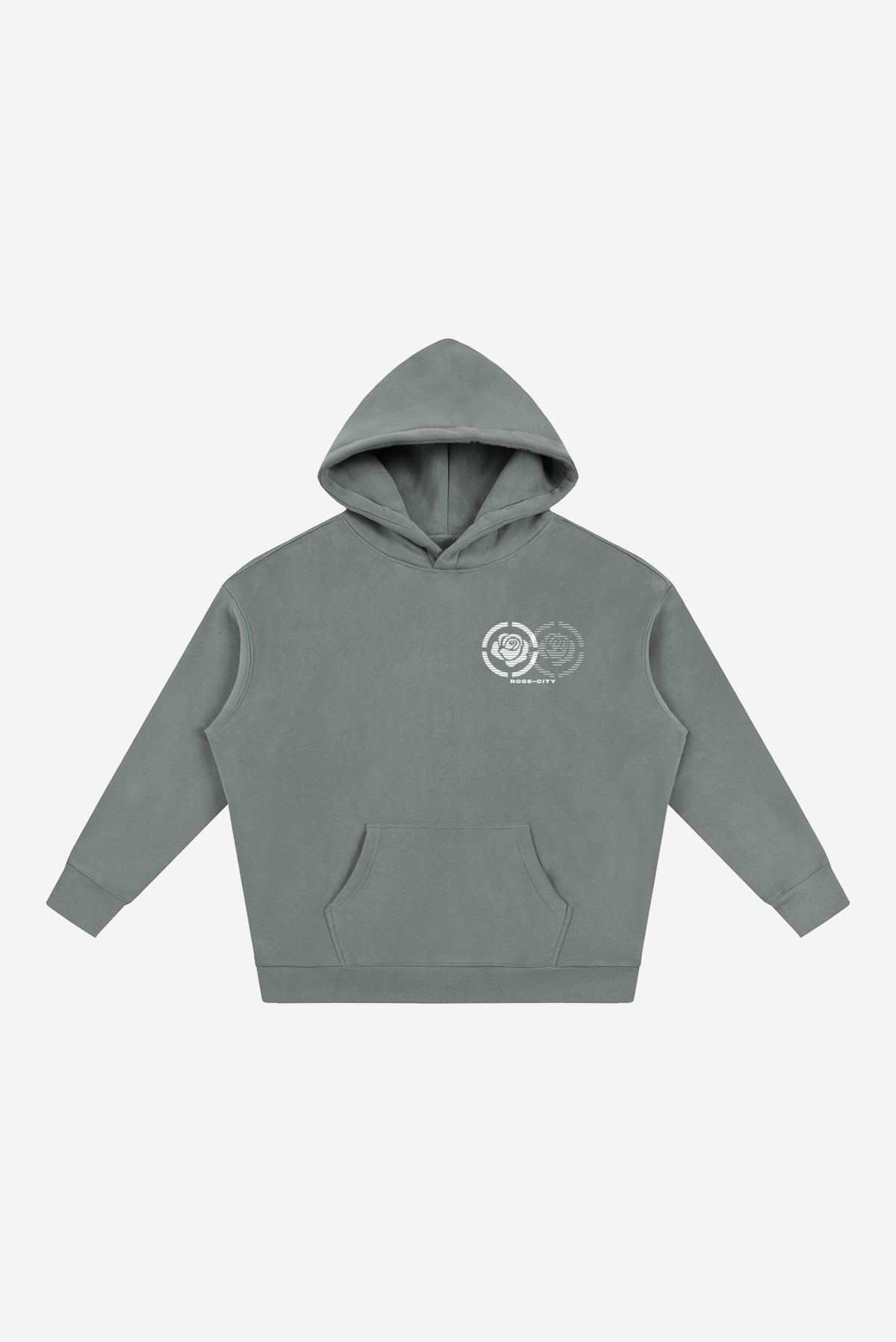 2 Roses - Oversize Fleeced Hoodie (Light Grey)