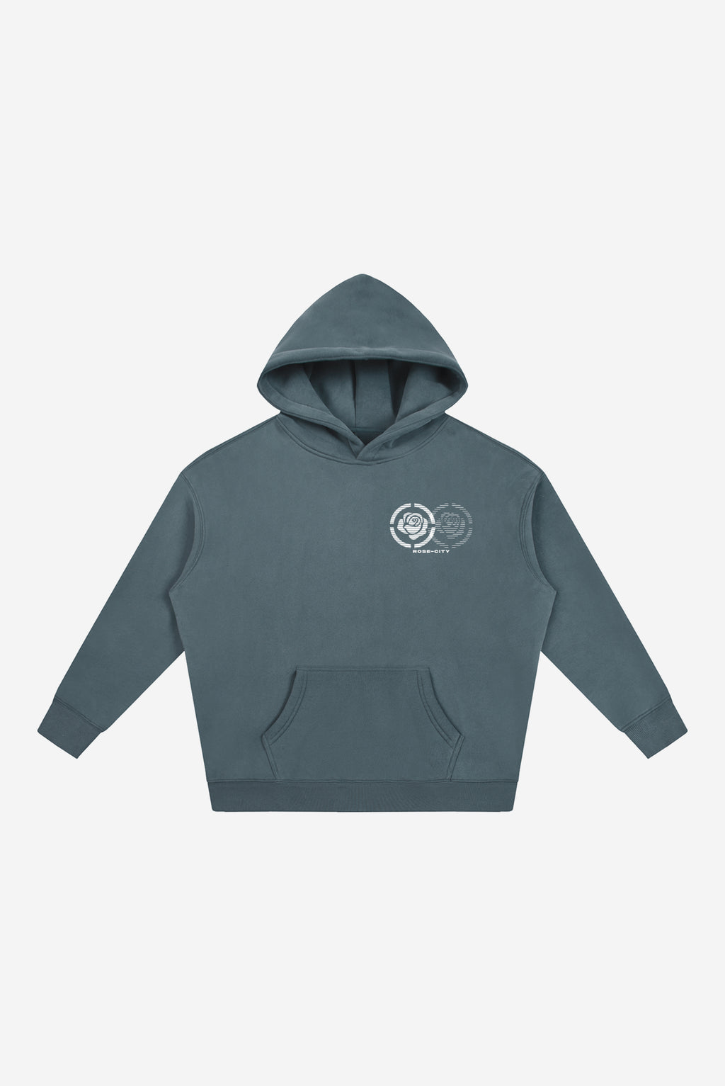2 Roses - Oversize Fleeced Hoodie (Gray Blue)