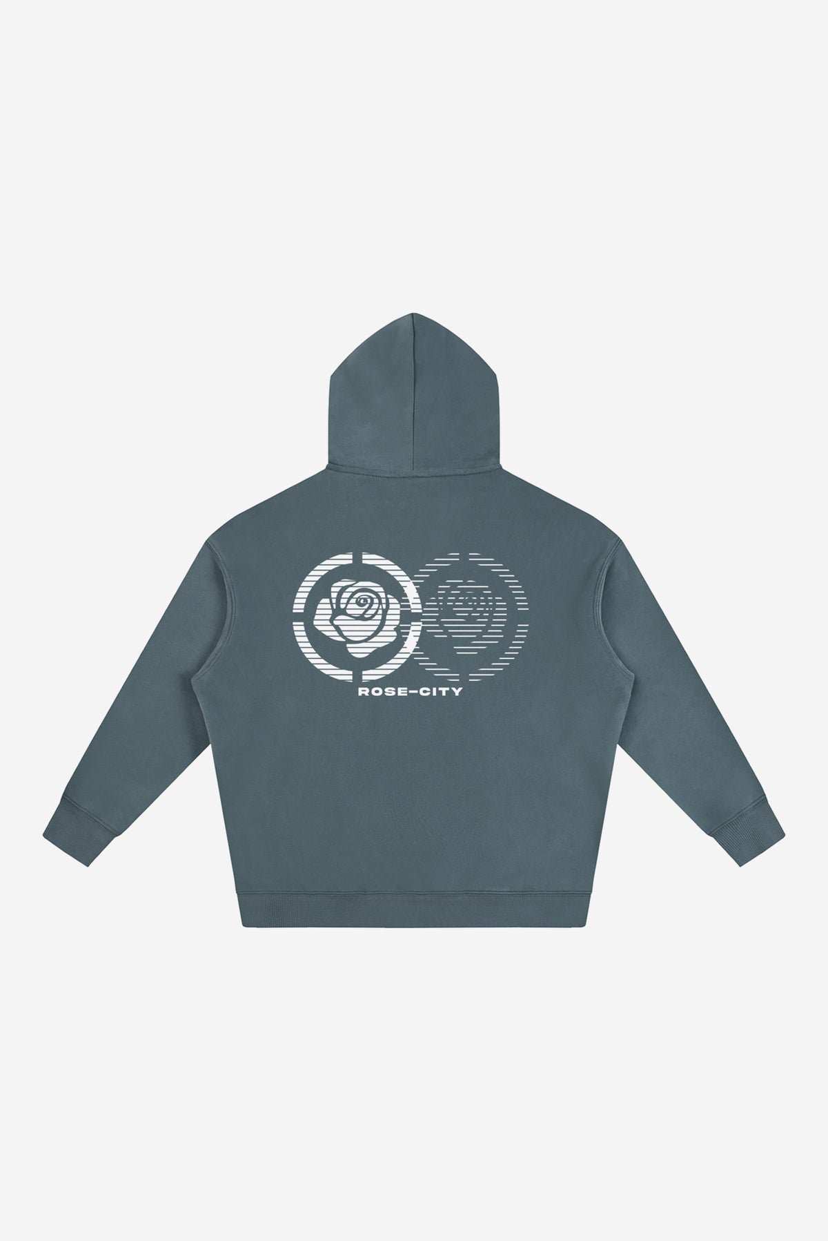 2 Roses - Oversize Fleeced Hoodie (Gray Blue)
