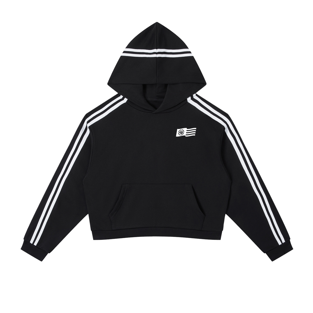 Contrast Side Stripe Cropped Hoodie