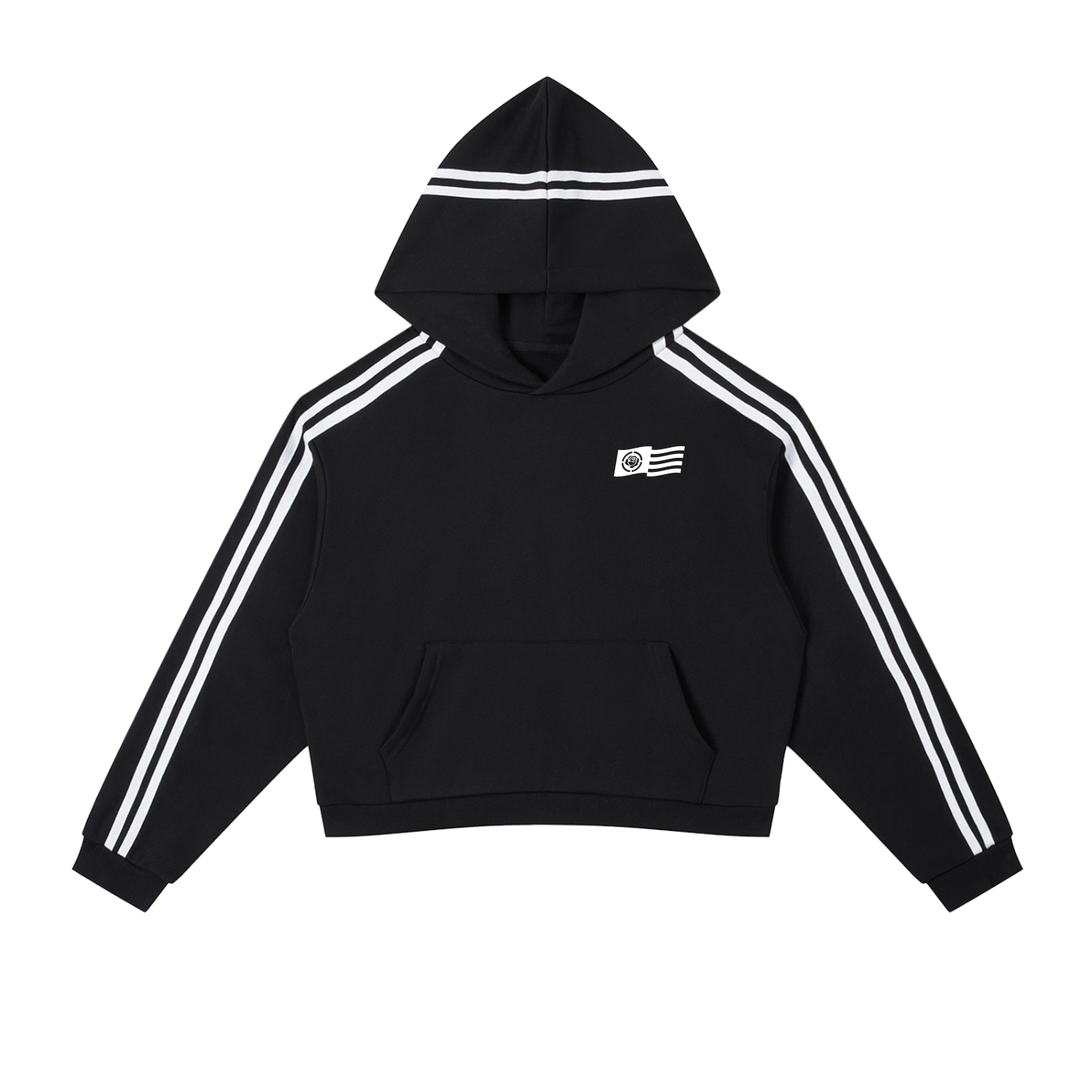 Contrast Side Stripe Cropped Hoodie