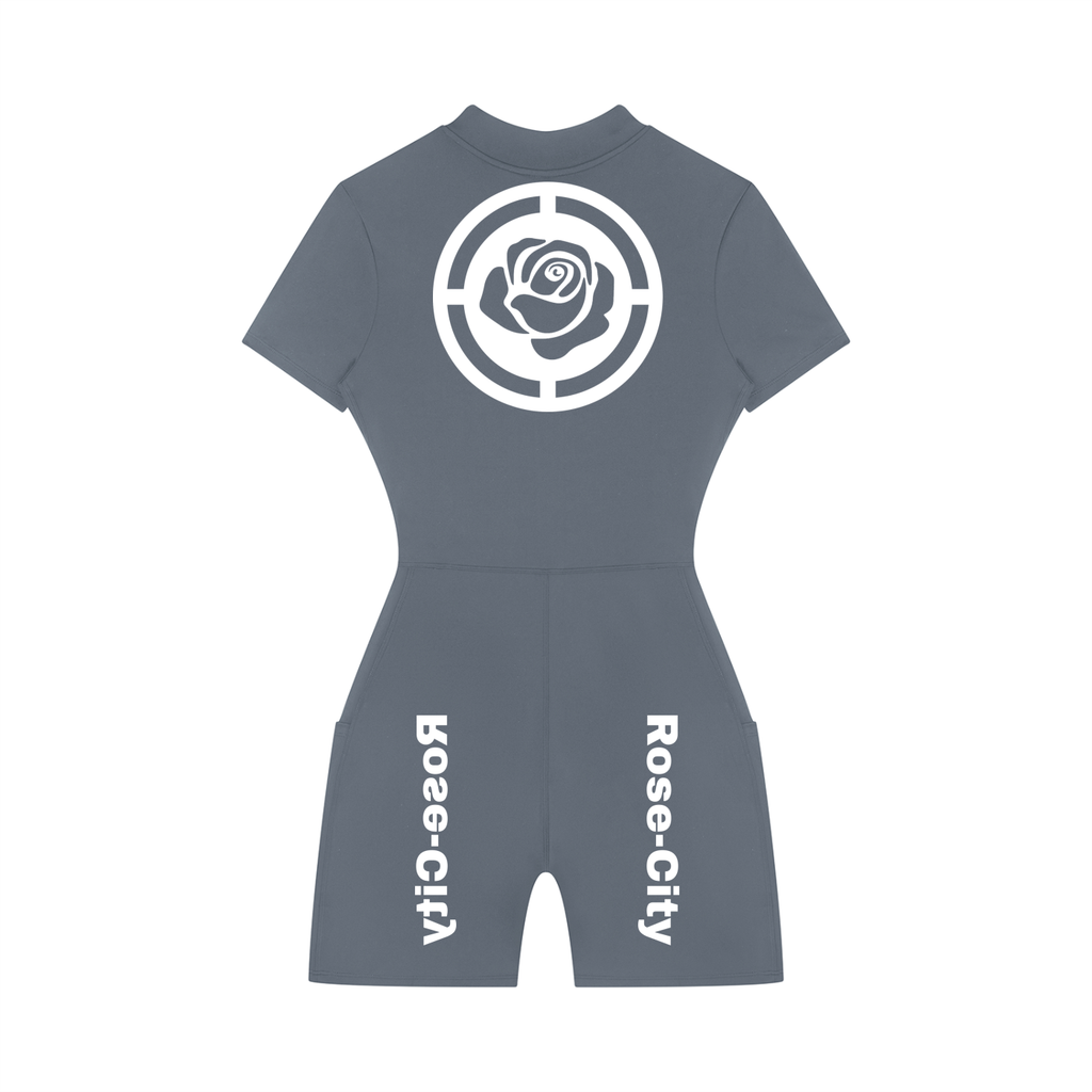 Women's Quarter-Zip Short Sleeve Romper