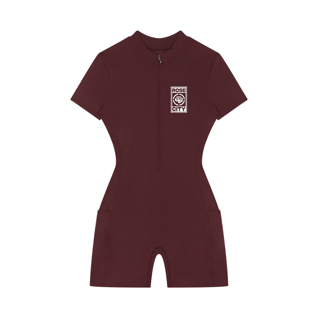 Women's Quarter-Zip Short Sleeve Romper